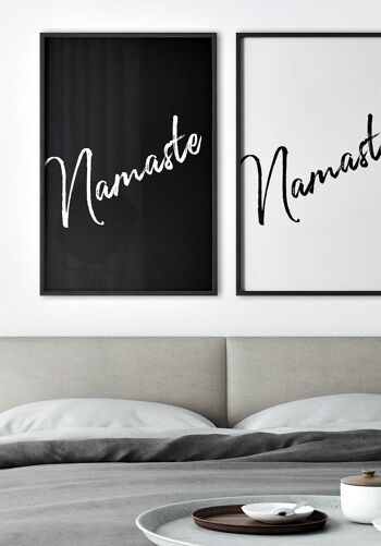 Affiche yoga typographie Namasté avec lettrage blanc sur noir - 50 x 70 cm 5