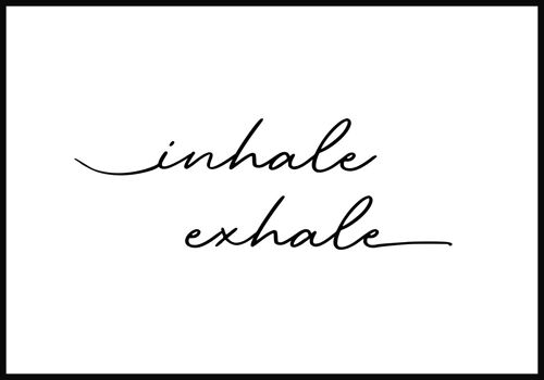 Inhale & exhale Typografie Yoga Poster mit geschwungenem Schriftzug - 40 x 30 cm