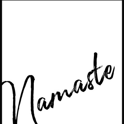 Namasté Typografie Yoga Poster mit schwarzem Schriftzug - 21 x 30 cm