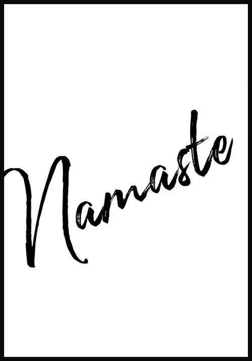 Namasté Typografie Yoga Poster mit schwarzem Schriftzug - 40 x 50 cm