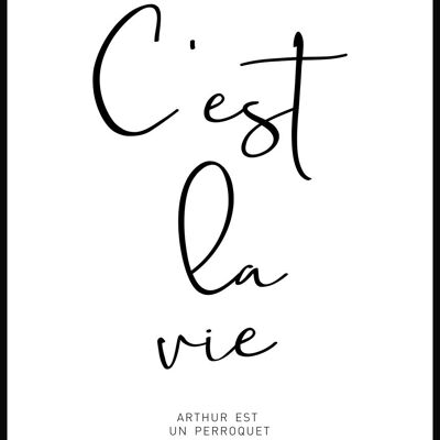 C'est la vie-Typografie Poster auf weißem Hintergrund - 30 x 40 cm