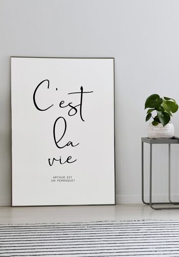 Affiche typographie C'est la vie sur fond blanc - 30 x 40 cm 3