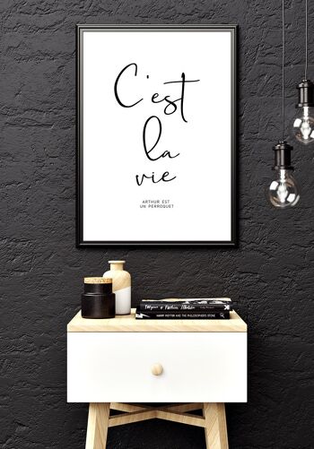 Affiche typographie C'est la vie sur fond blanc - 30 x 40 cm 4