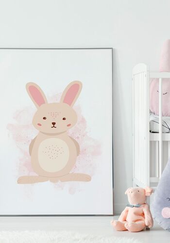 Affiche enfant illustration lapin sur fond rose - 21 x 30 cm 5