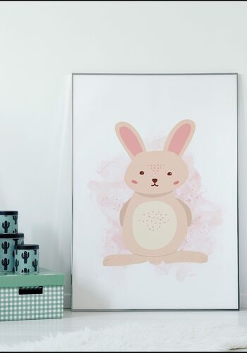 Affiche enfant illustration lapin sur fond rose - 70 x 100 cm 4