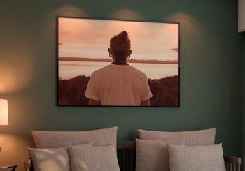 Poster Photographie Homme au coucher de soleil - 100 x 70 cm 2