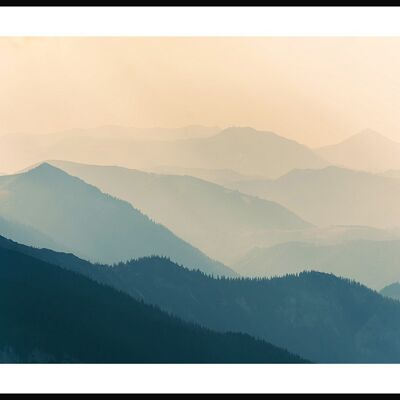 Affiche montagnes avec silhouettes - 30 x 21 cm