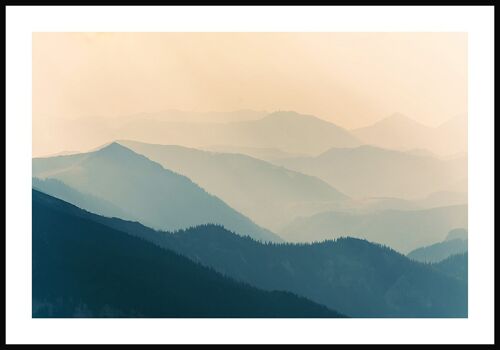 Berge Poster mit Silhouetten - 50 x 40 cm