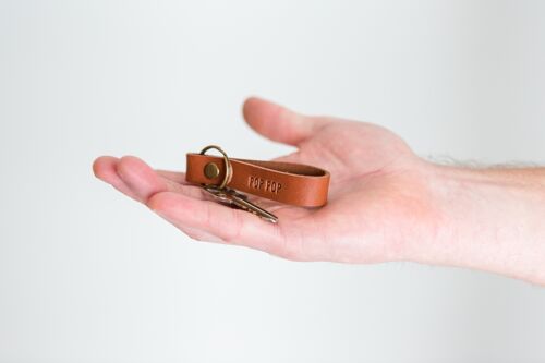 Brown Leather Keychain with Custom Text