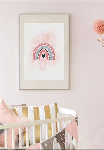 Affiche pour enfants illustration d'arcs-en-ciel colorés sur fond rose - 21 x 30 cm 3