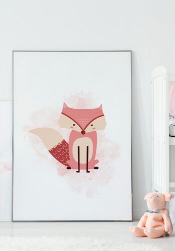 Affiche enfant renard fond rose pastel - 21 x 30 cm 5