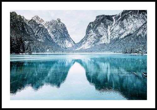 Berge Poster mit See im Vordergrund - 30 x 21 cm
