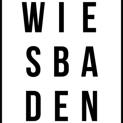 Wiesbaden Typografie Poster auf weißem Hintergrund - 21 x 30 cm