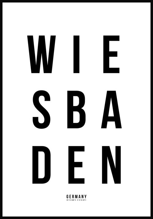 Wiesbaden Typografie Poster auf weißem Hintergrund - 30 x 40 cm