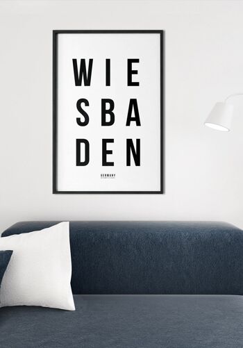 Affiche typographie Wiesbaden sur fond blanc - 40 x 50 cm 2