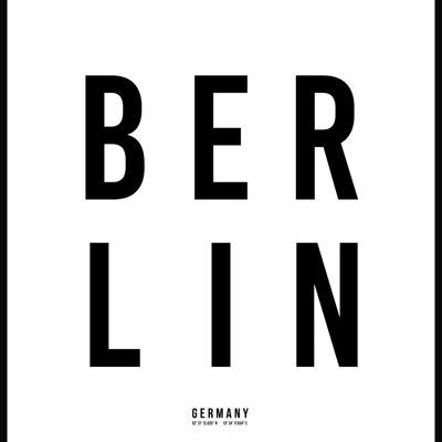 Berlin Typografie Poster auf weißem Hintergrund - 21 x 30 cm