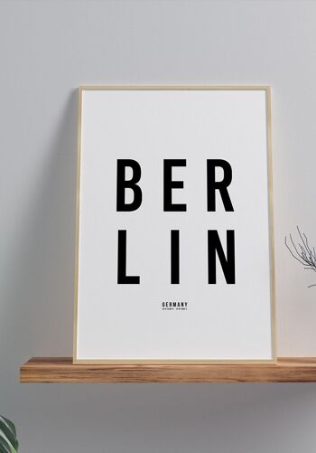 Affiche typographie Berlin fond blanc - 21 x 30 cm 2
