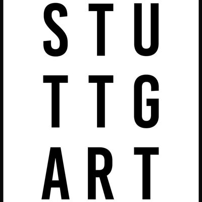 Affiche typographie Stuttgart fond blanc - 21 x 30 cm