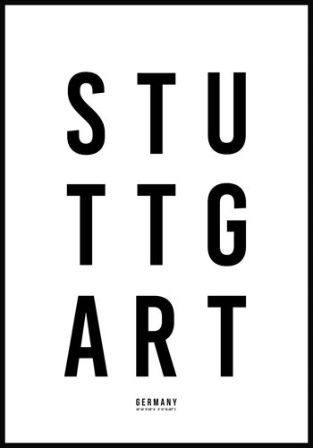 Affiche typographie Stuttgart fond blanc - 21 x 30 cm 1