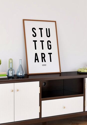 Affiche typographie Stuttgart fond blanc - 21 x 30 cm 2