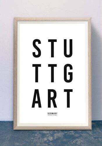 Affiche typographie Stuttgart fond blanc - 21 x 30 cm 3