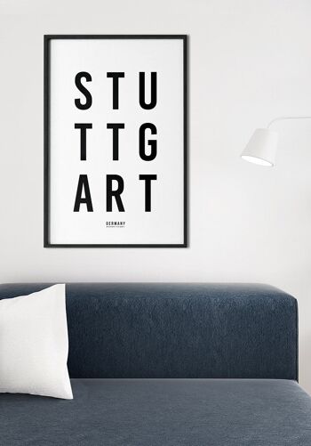 Affiche typographie Stuttgart fond blanc - 21 x 30 cm 4