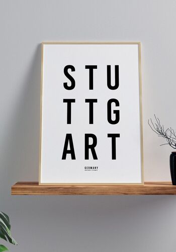 Affiche typographie Stuttgart fond blanc - 21 x 30 cm 5