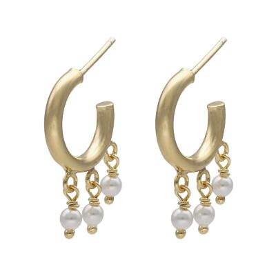 Pendientes aro perlas crystal de Perlite en oro