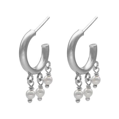 Pendientes aro perlas crystal de Perlite en plata