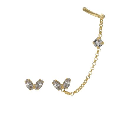 Pendiente earcuff crystal de Arisa en oro