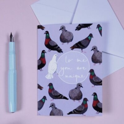 Greeting card A6 pigeons gray