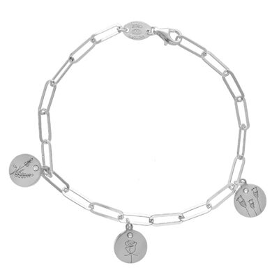 Pulsera flores crystal de Nagore en plata