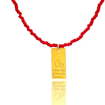 Red Fire Miyuki 'When life gives you lemons…' Necklace