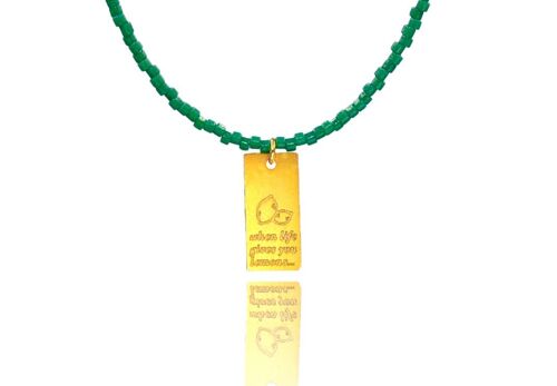 Green Miyuki 'When life gives you lemons…' Necklace