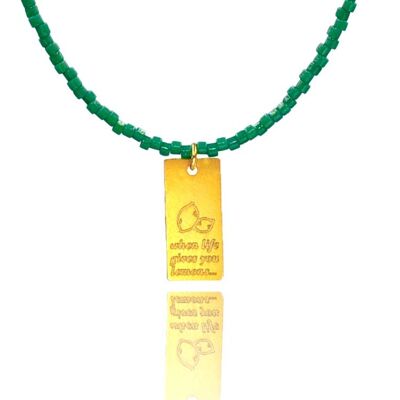 Green Miyuki 'When life gives you lemons…' Necklace