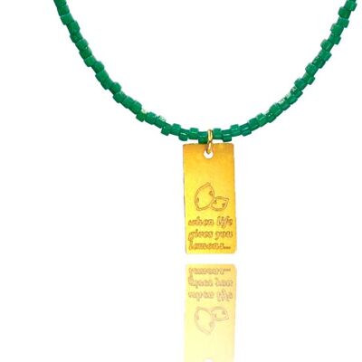 Grüne Miyuki-Halskette „Wenn das Leben dir Zitronen gibt…“.