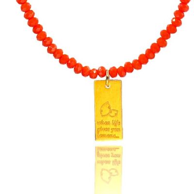 Red Orange Crystals 'When life gives you lemons…' Necklace