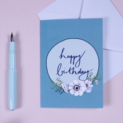 Greeting card A6 Happy Birthday wreath