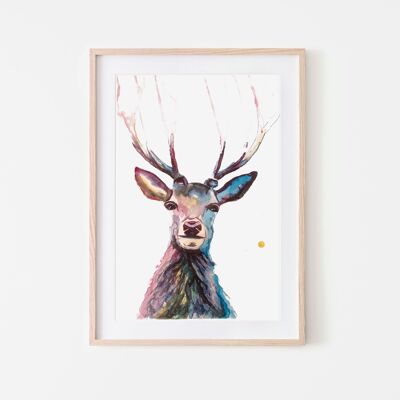 Colored deer animal print A4