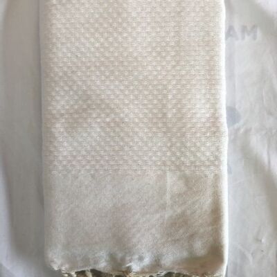 Fouta nid d'abeille unie 200x100cm 100% coton recyclé  -  Drap de plage