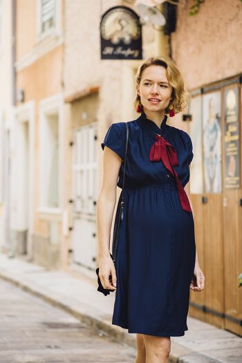 Robe Marion bleu marine et bordeaux 1