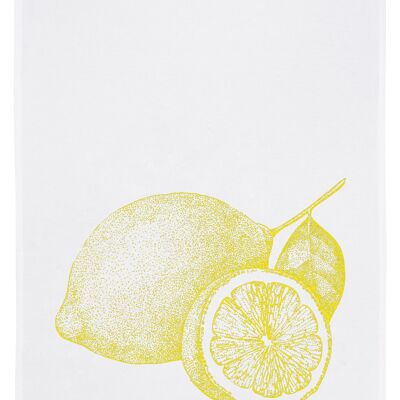 Torchon blanc, citron en jaune