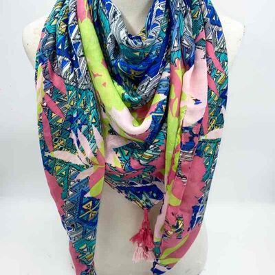 Square scarves with pompom 46735-5 pink