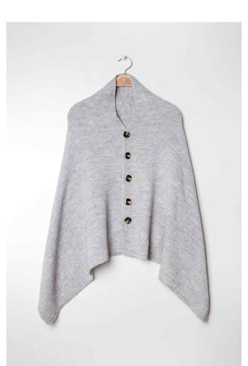 Poncho gros bouton-gris 1