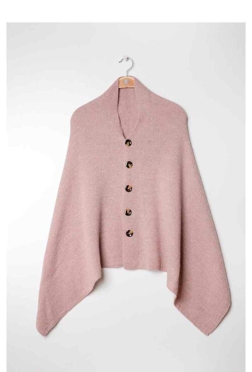 Poncho gros bouton-rose