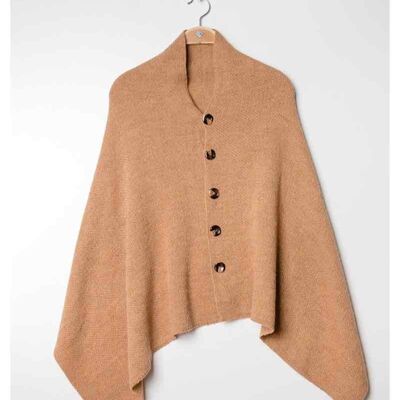 Poncho gros bouton-camel