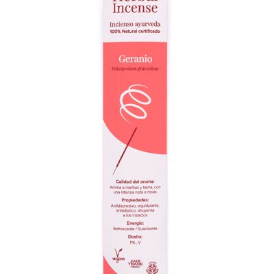 Geranium BioAroma certified organic incense. Ayurveda. Fair Trade. zero waste