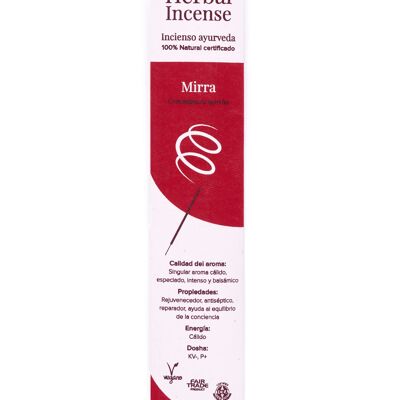 Myrrh BioAroma certified organic incense. Ayurveda. Fair Trade. Zero Waste. 12 rods.