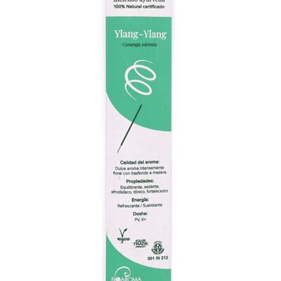 Certified organic Ylang Ylang BioAroma incense. Ayurveda. Fair Trade. Zero Waste. 12 rods.