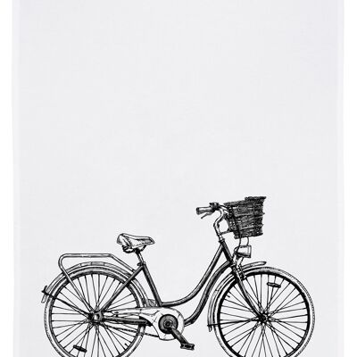 Torchon blanc, vélo avec panier